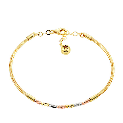 Браслет из комбинированного золота с фианитом