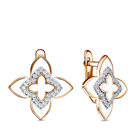 Серьги с английским замком из серебра с фианитами