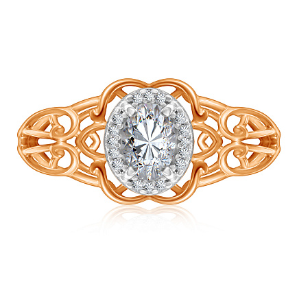 Кольцо из красного золота с фианитами Сваровски