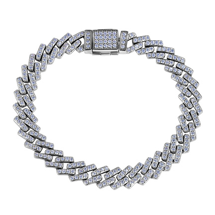 Браслет декоративный из серебра с фианитом