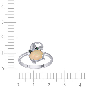 Кольцо из серебра с опал, фианитом