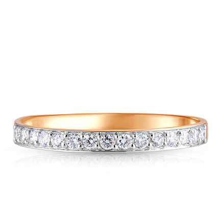 Кольцо обручальное из красного золота с бриллиантами