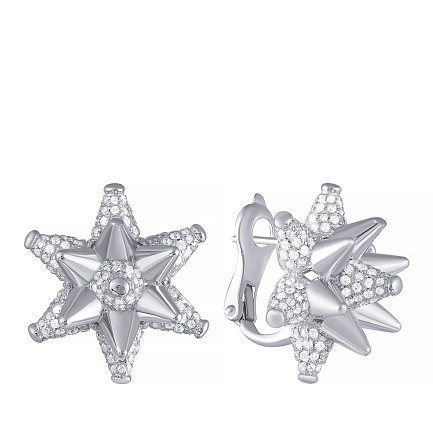 Серьги из серебра с фианитом
