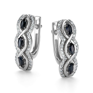 Серьги с английским замком из белого золота с бриллиантами