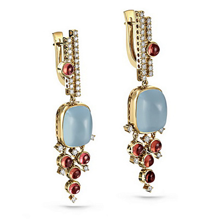 Серьги с английским замком из белого золота с бриллиантами