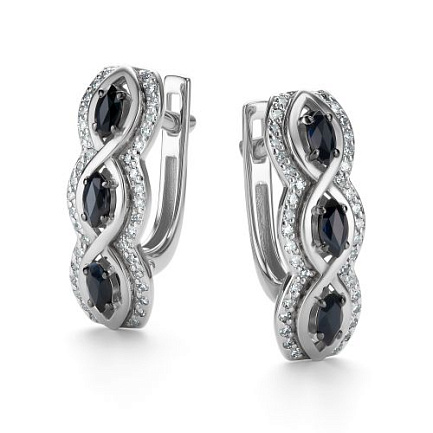 Серьги с английским замком из белого золота с бриллиантами