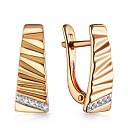 Серьги с английским замком из красного золота с фианитом