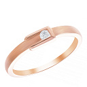 Кольцо обручальное из красного золота с бриллиантом