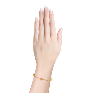 Браслет декоративный из желтого золота, плетение якорное