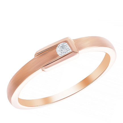 Кольцо обручальное из красного золота с бриллиантом