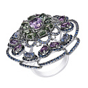 Кольцо из комбинированного золота с бриллиантами, аметистами