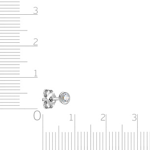 Серьга одиночная из белого золота с фианитом