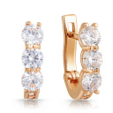 Серьги с английским замком из красного золота с фианитом