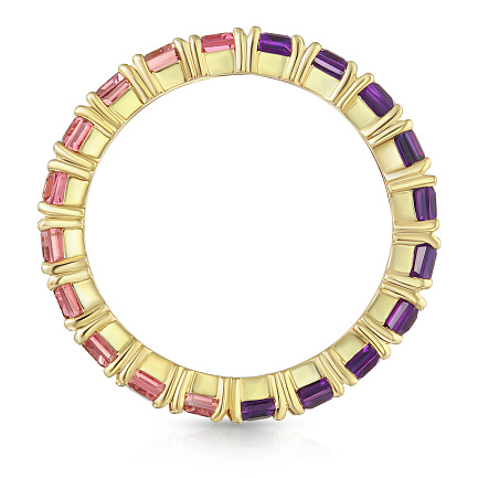 Кольцо из желтого золота с аметистами