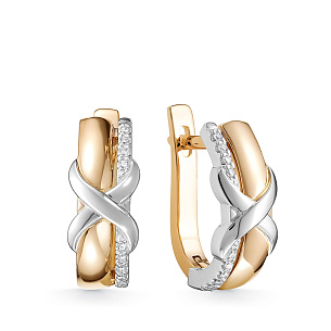 Серьги из красного золота с бриллиантом