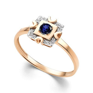 Кольцо из красного золота с бриллиантом