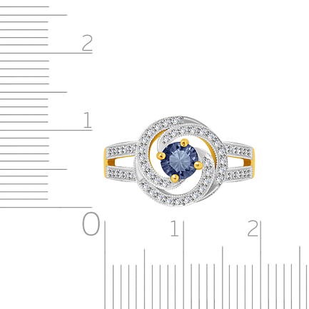 Кольцо из желтого золота с бриллиантами, сапфиром