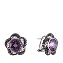 Серьги из белого золота с бриллиантами, аметистами