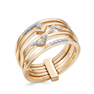 Кольцо из красного золота с бриллиантом