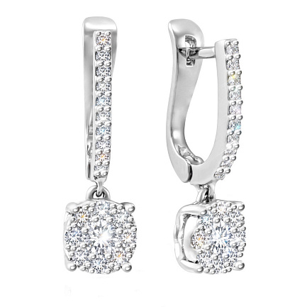 Серьги с английским замком из белого золота с бриллиантами