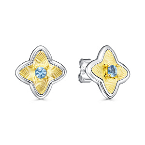 Серьги с английским замком из серебра с фианитами