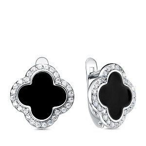 Серьги с английским замком из серебра с фианитами