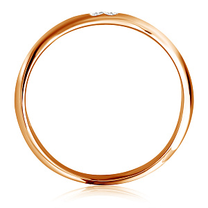 Кольцо обручальное из красного золота с бриллиантами