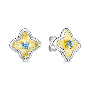 Серьги с английским замком из серебра с фианитом