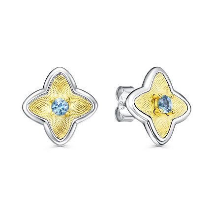 Серьги с английским замком из серебра с фианитами