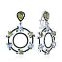 Серьги из белого золота с аквамаринами, перидотами