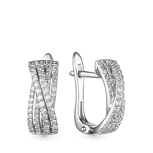 Серьги с английским замком из белого золота