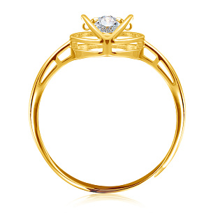 Кольцо из желтого золота с фианитом