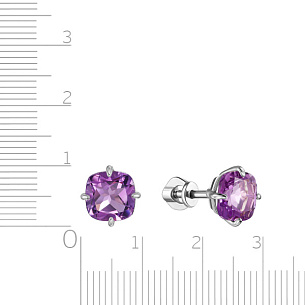 Пусеты из серебра с аметистом