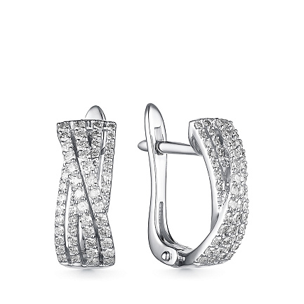 Серьги с английским замком из белого золота