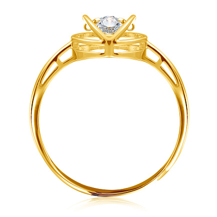 Кольцо из желтого золота с фианитом