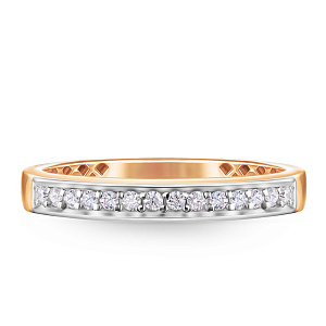 Кольцо обручальное из красного золота с бриллиантами