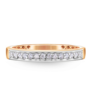 Кольцо обручальное из красного золота с бриллиантом