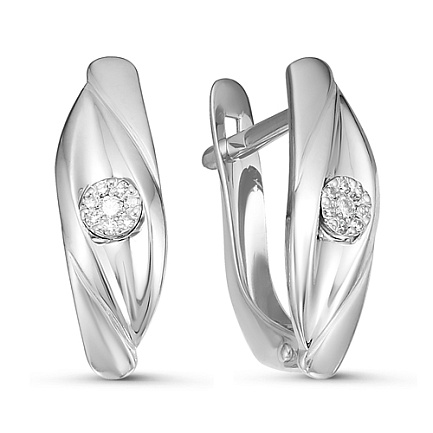 Серьги с английским замком из белого золота с бриллиантами