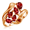 Кольцо из красного золота с гранатом