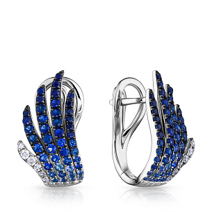 Серьги с английским замком из белого золота с бриллиантом