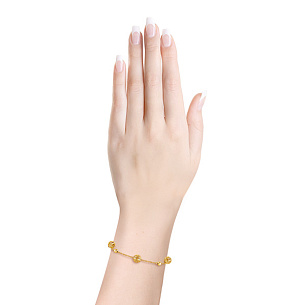 Браслет декоративный из желтого золота, плетение якорное