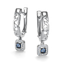 Серьги с английским замком из белого золота с бриллиантами