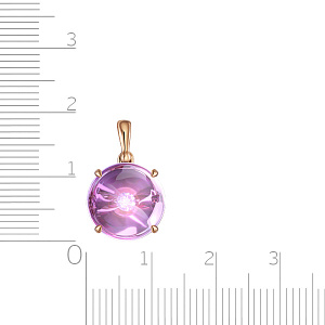 Подвеска из красного золота с аметистом, бриллиантом