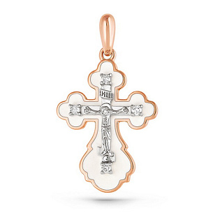 Крест из красного золота с бриллиантами