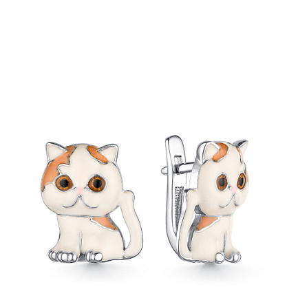 Серьги детские из серебра с эмалью