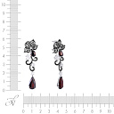 Серьги из комбинированного золота с гранатами, топазами