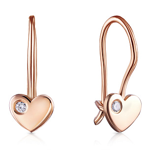 Серьги с французским замком из красного золота