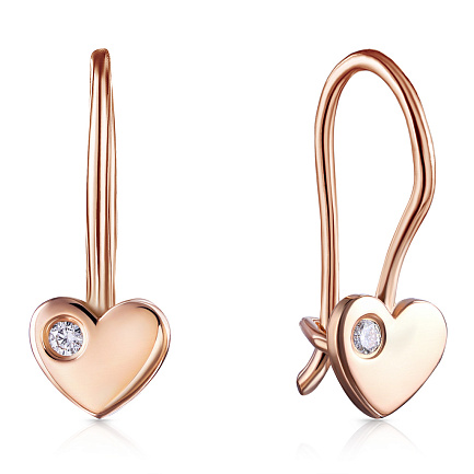 Серьги с французским замком из красного золота