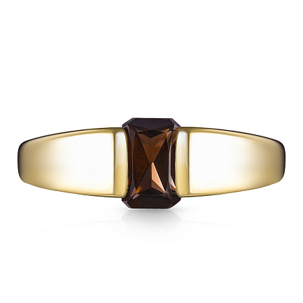 Кольцо из желтого золота с раухтопазом