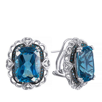 Серьги из белого золота с топазами